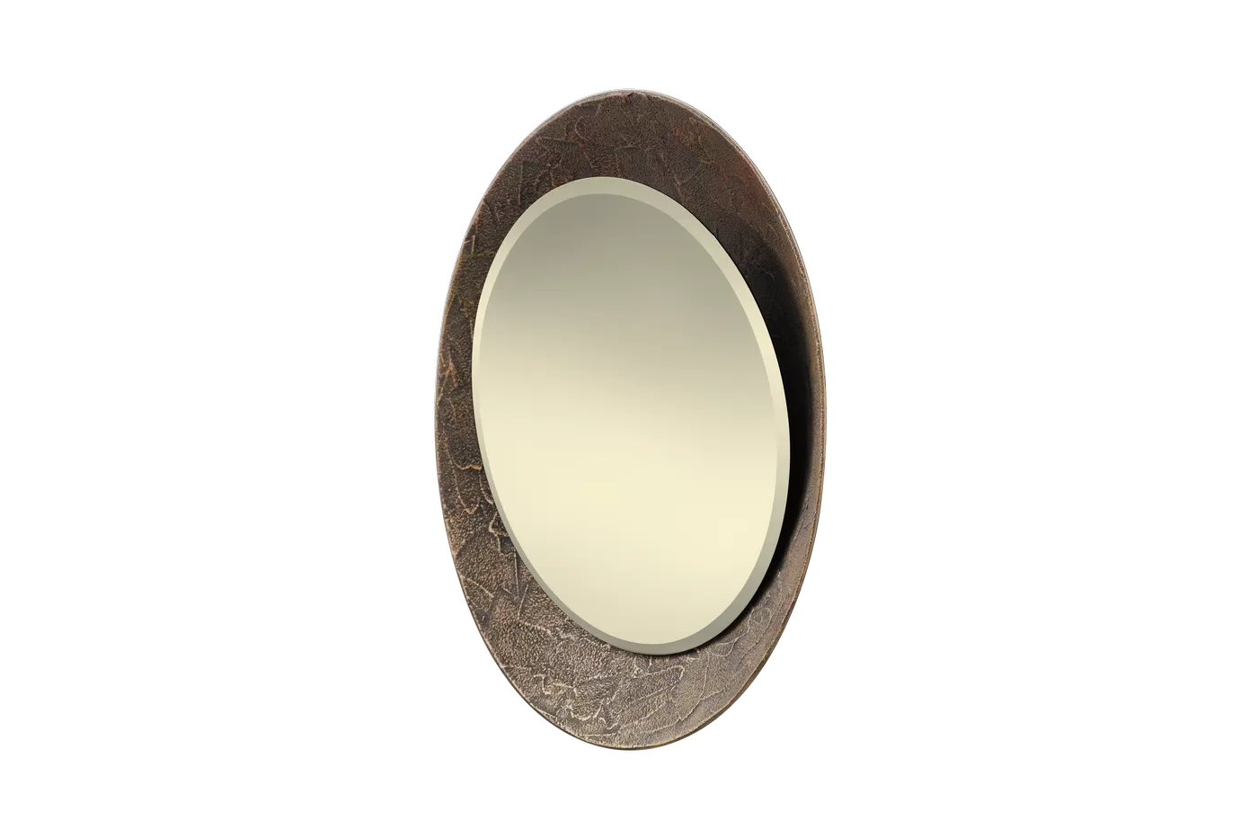 Aurora mirror in corten color on forge texture with 5mm bronzed bevelled mirror