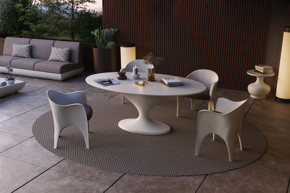 Dora Oval Dining Table White Outdoor