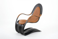Flex armchairs with leather cushion and coconut finish