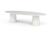 Mesa de jantar oval Siana em branco para exterior