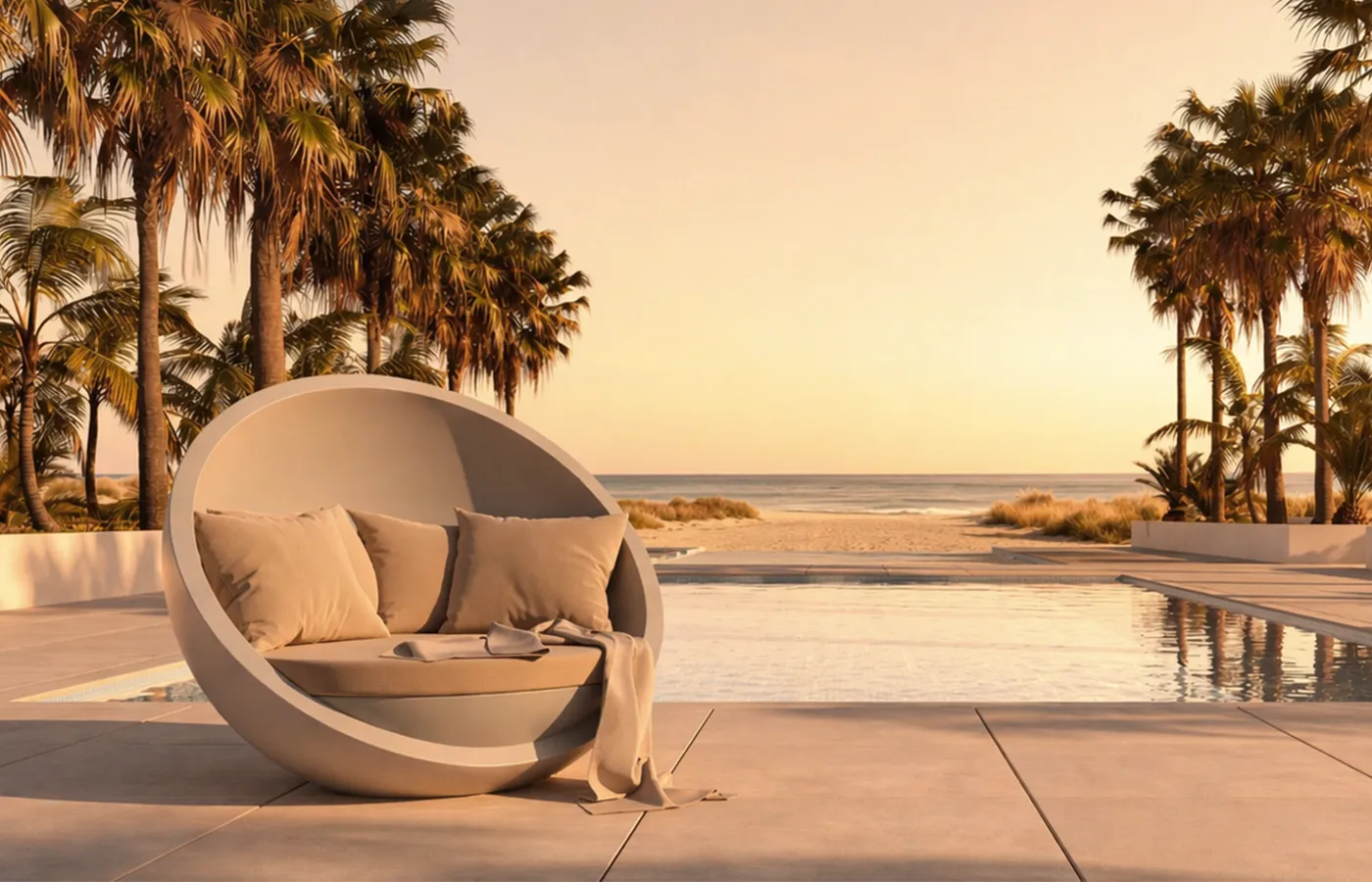 Bola sofa by the pool