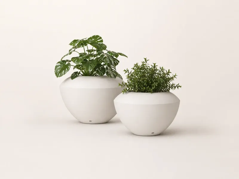 Spin small planters for outdoor