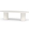 Roma oval dining table with white lacquering for outdoor