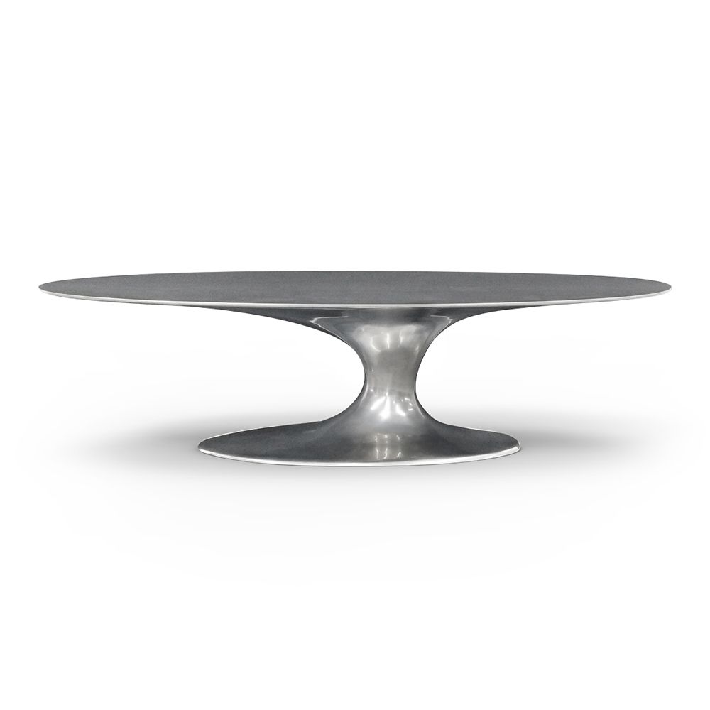 Jade dining table in silver chrome finish
